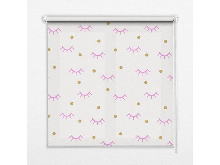 Tulup Innenrollo - Fensterrollo - Rollo - 100x180 cm - Gezeichnete Augenbrauen und Punkte, Pink, Kunststoff, Rechteckig, 100x180x0.5 cm, Heimtextilien, Vorhänge, Rollos