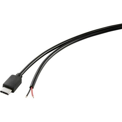 TRU COMPONENTS Strom-Kabel Raspberry Pi® [1x USB-C® Stecker - 1x offene Kabelenden] 1.00 m Schwarz