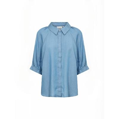 Blusentop WASABI CONCEPT "Wasabi Concept Shirt WA-FLORA", Damen, Gr. 38, 2250 medium blau, Obermaterial: 100% Lyocell, Blusen Blusentop