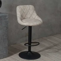 Design Barstühle in Beige und Schwarz gepolstert (2er Set)