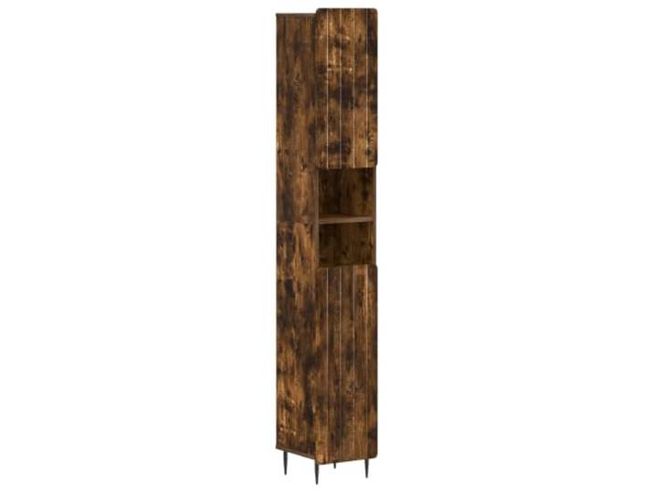Makastle Badezimmerschrank mit offenem Regal Raucheiche