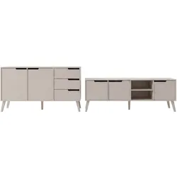 WOHNWAND Norel 2-teilig Kommode 160 cm + TV-Schrank 180 cm, Kaschmir