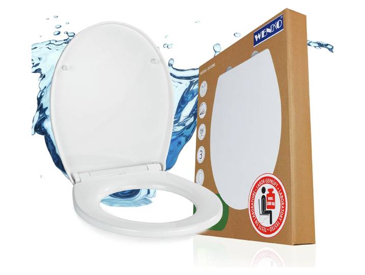 WENKO WC-Sitz Mod. Ostuni, belastbar mit 300 kg, recyclebarer Thermoplast mit Absenkautomatik