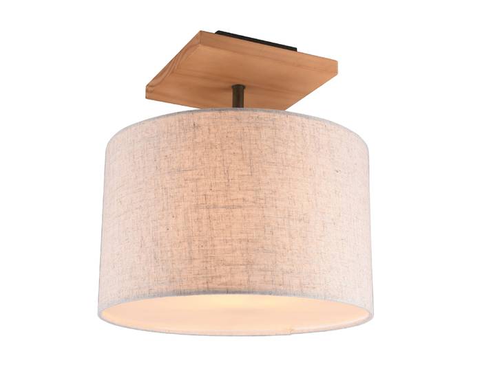 Plafonnier ELMAU bois clair-blanc-beige 1xE27x60W en tissu\, dimensions : 36\,5x35x35 cm\, IP20 Trio