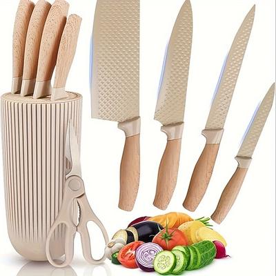 6-teiliges Kombinationsmesserset, geeignet für verschiedene Anwendungsbereiche: Fleischmesser, Küchenmesser, Obstmesser, Knochenschere.