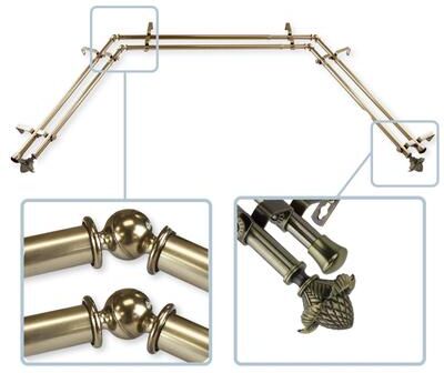 "InStyleDesign Thistle 13/16"" Double Bay Window Curtain Rod"