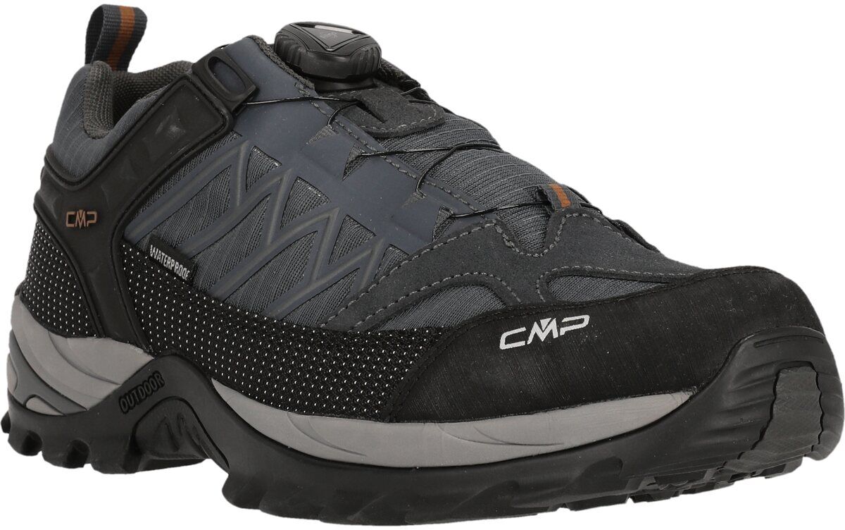 Wanderschuh CMP "RIGEL LOW FITGO WP TREKKING SHOES", Herren, Gr. 40, grau (antracite, arabica), Leder, Synthetik, Schuhe Wanderschuh, wasserdicht antracite, arabica 40
