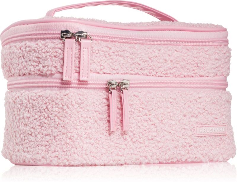 BrushArt Accessories Double-layered fluffy make-up bag trousse de toilette à deux compartiments Light pink 1 pcs