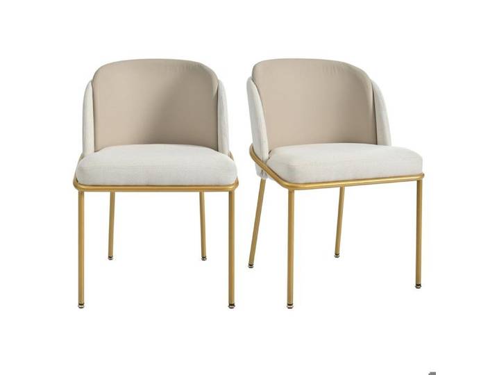 2 pièces Chaise Design Minimaliste Nordique avec Pieds Ajustables Pour Salon Salle à Manger Bureau Beige