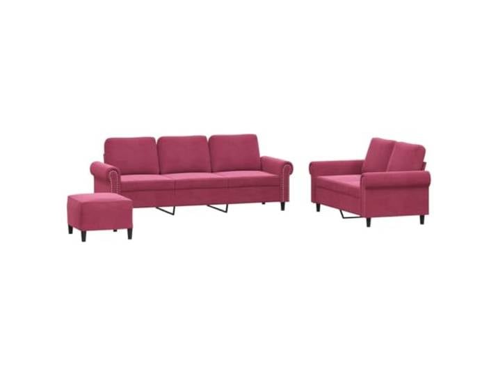 Todiikf 3-TLG. Sofagarnitur mit Fußhocker Samt Weinrot Elegantes Couchset aus weichem Samtbezug mit dick gepolsterten Kissen für maximale Entspannung im Wohnzimmer.