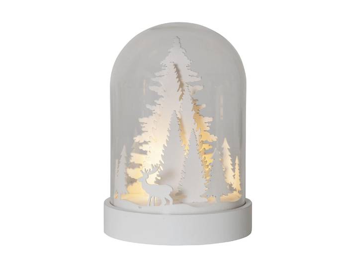 Laterne Trading Tischdeko Kupol Winter , weiss (blanc), H:17,5cm Ø:12,5cm, Holz, Mobilleuchten, Laterne