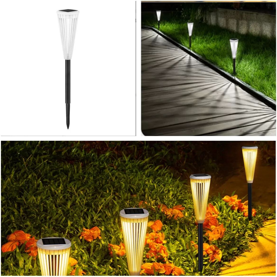 INF 2er-Set Solar-Gartenleuchten mit Hohlmuster