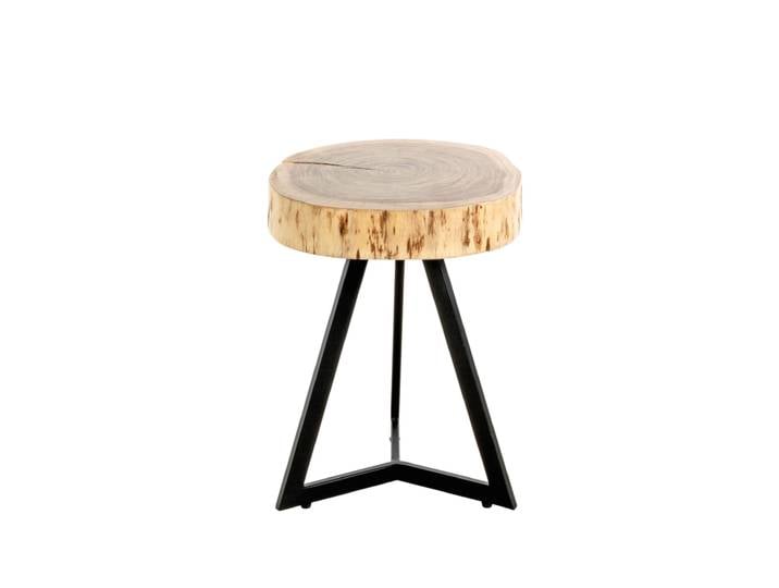 Beistelltisch PATNA Ø 38 cm Massivholz Akazie/schwarz