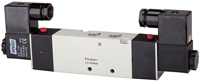 Riegler Électrovanne pneumatique 5/3 voies, milieu fermé, G 1/2, 230 V, 50 Hz (517.3106)