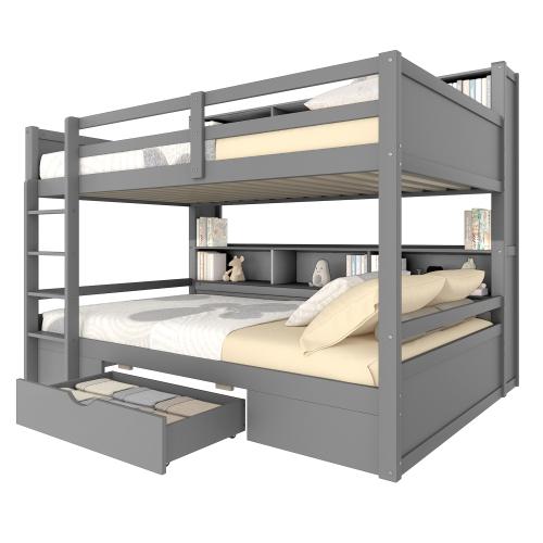 Etagenbett mit 2 Schlafgelegenheiten und Lattenrost, 90x200 cm, Kinderbett, Jugendbett, Kiefer