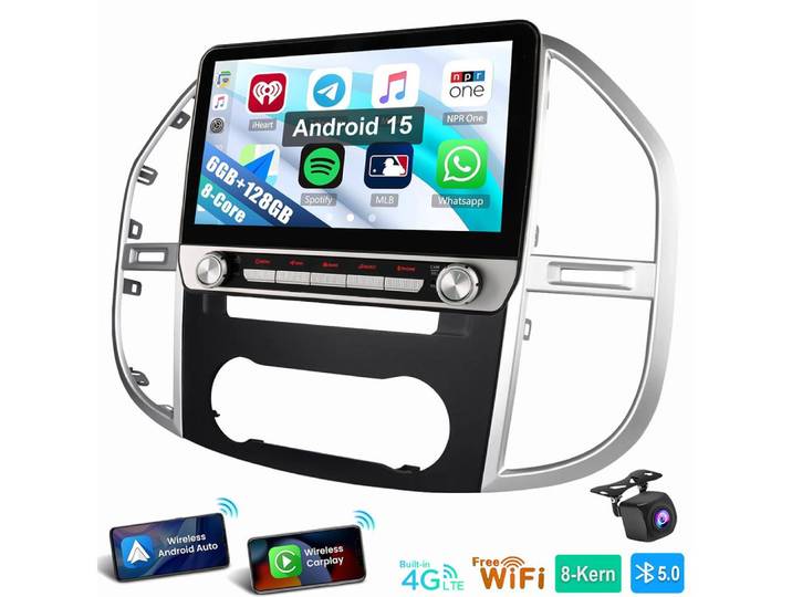 ESSGOO Für Mercedes Benz Vito 3 W447 2014-2020 GPS Carplay Autoradio (RDS, Digitalradio (DAB), FM)