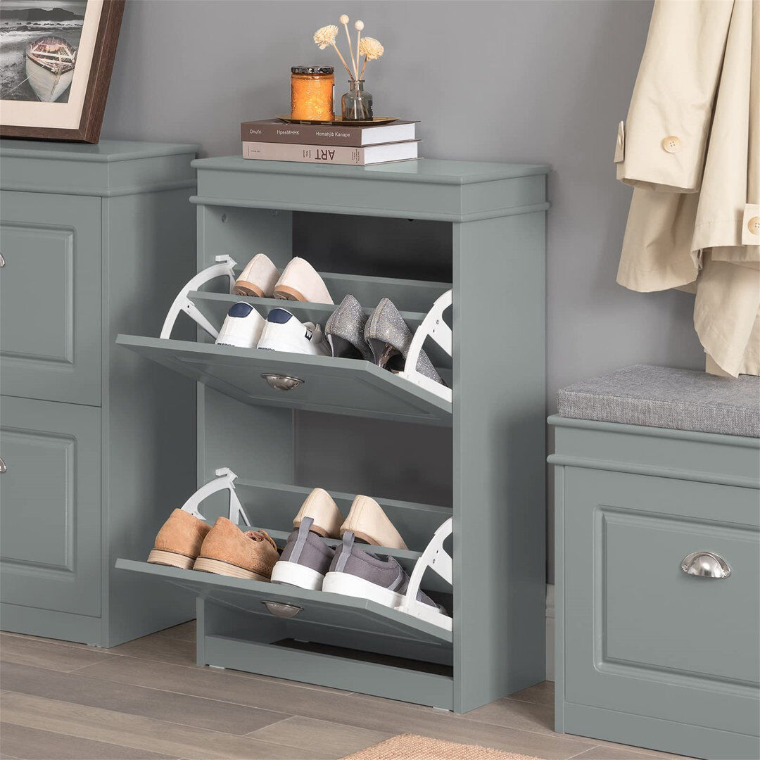 Marlow Home Co. Moriah 6 Pair Flip Down Shoe Storage Grey 6