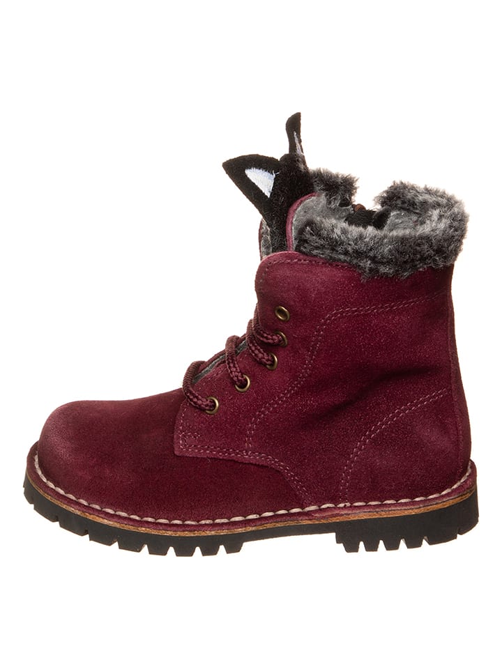 kmins Leder-Winterboots in Dunkelrot - 33