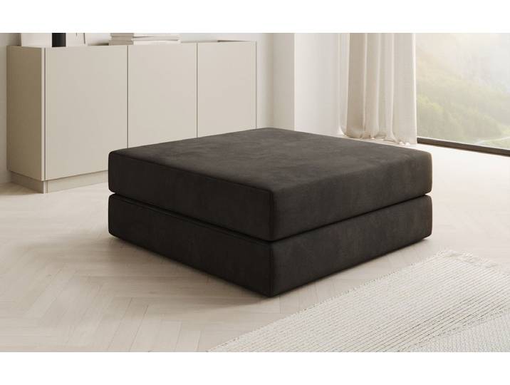Beistellhocker Lazy in Samt - Anthrazit - Samt - Luxusbetten24
