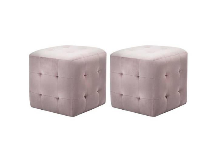 Poufs - - 2 pcs - Rose - Tissu velours - 30 x 30 x 30 cm