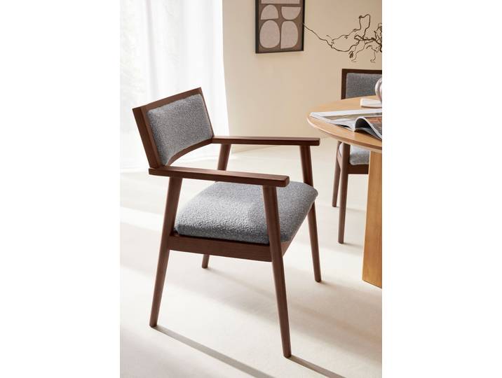 Esszimmerstuhl Zernea , grau (grau, braun), B:58cm H:82cm T:58cm, Massivholz, Polyester, LEGER HOME BY LENA GERCKE, Stühle, Esszimmerstuhl, aus weichem Doppelgewebe und FSC-zertifiziertem Massivholzrahmen