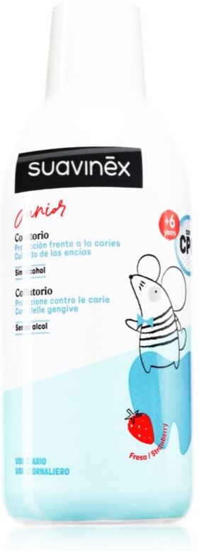 Suavinex Junior 6 y+ bain de bouche pour enfant saveur Strawberry 500 ml