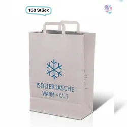 Blanc HYGIENIC Kühltragetasche, Tiefkühltragetasche, weiß, 32x17x45cm, 150 Stück, flacher Henkel, Isoliertasche Warm + Kalt
