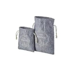 HOME STORY Geschenkbeutel Frohe Weihnachten  2er Set   , grau , Filz , Maße (cm): H: 20
