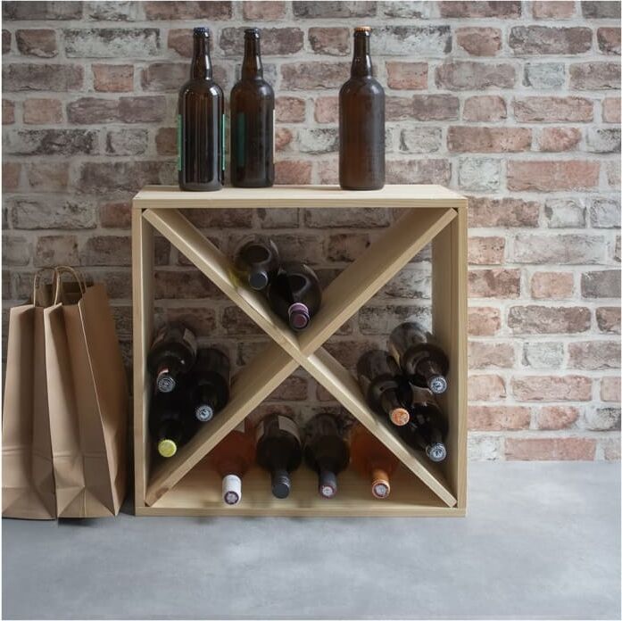 Box & beyond Botellero de madera para 32 botellas, 53 x 25 x 53 cm