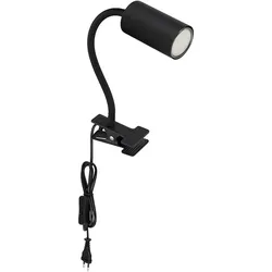 Schreibtischlampe klemmbar Schwanenhals Leselampe Bett Klemme Klemmleuchte Schreibtisch, Metall schwarz, flexibler Arm, GU10, LxBxH 29x10x41,5 cm