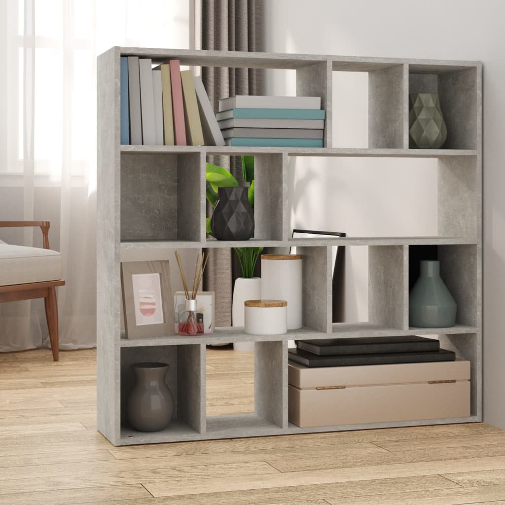 Latitude Run Lencola Bookcase Concrete Grey 102cm H X 105cm W X 24cm D