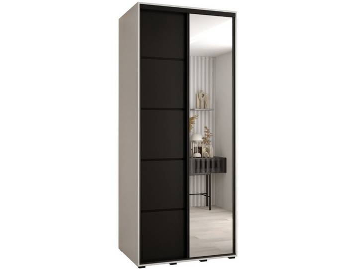 ABIKS MÖBEL Kleiderschrank Davos 5 Schlafzimmerschrank mit Spiegel, Kleiderstange und Regalen