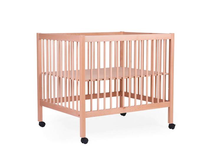 Childhome Laufgitter Pa97Na Natur inkl. Rollen, Natur, Holz, Buche, teilmassiv, 78x82x98 cm, EN 71, Made in Europe, höhenverstellbar, Babymöbel, Laufstall Baby