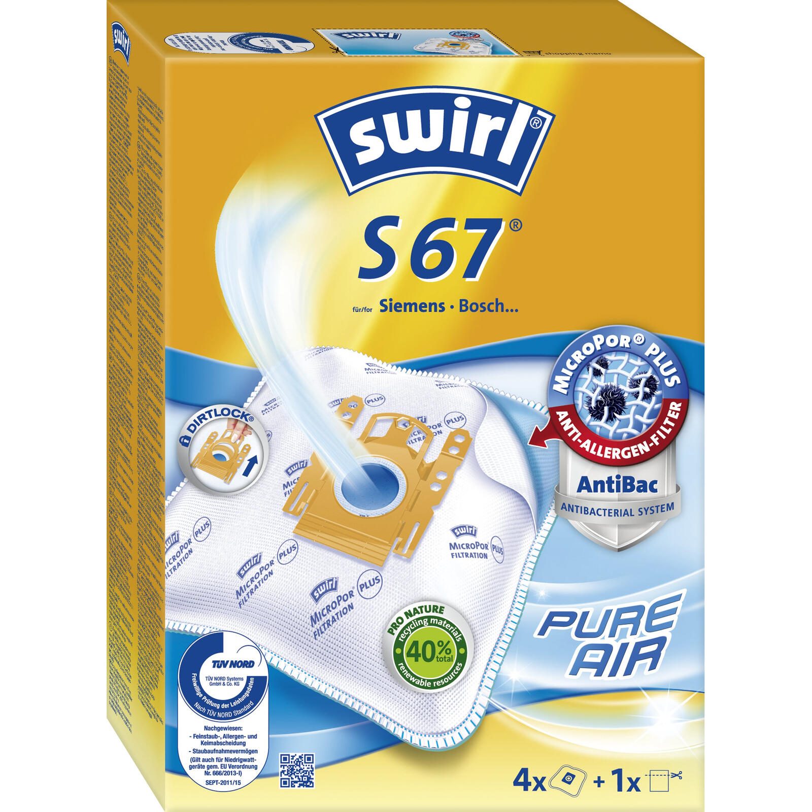 swirl® swirl S 67 Staubsaugerbeutel - 4 Stück 179459