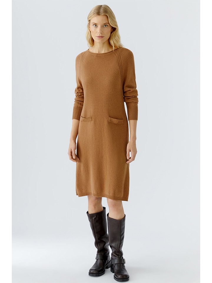 Oui Strickkleid in Camel - 36