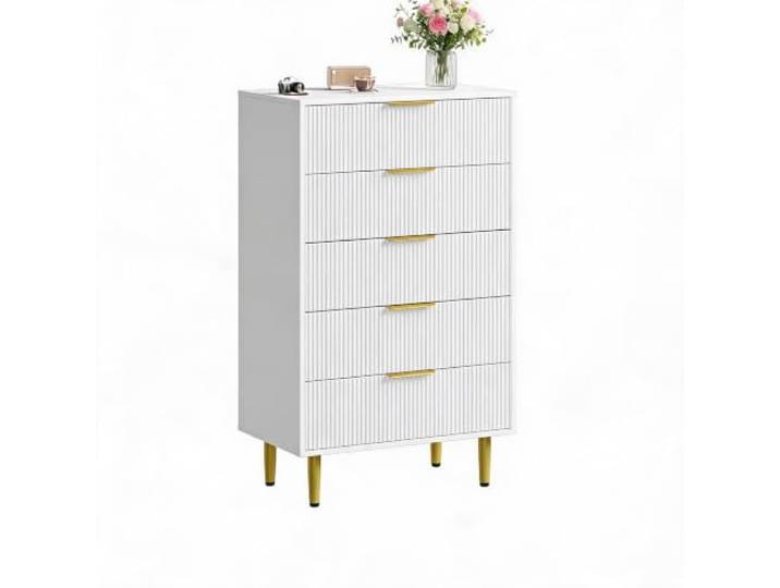 Furntrastar Moderne Kommode Mit 5/6 Schubladen, Aufbewahrungsschrank Geriffeltes Design&Metallgriffe, ideal für Schlafzimmer