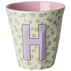 RICE Buchstaben-Becher mit Blumen Medium, H