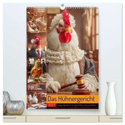 Das Hühnergericht - Lustiger Kalender für Anwälte, Richter und Jurastudenten (hochwertiger Premium Wandkalender 2027 DIN A2 hoch), Kunstdruck in