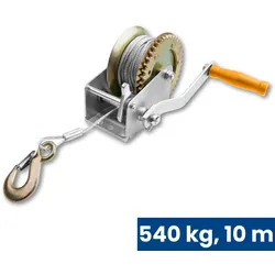 Handseilwinde zum Ziehen und Heben, 540 kg, Seil 10 m