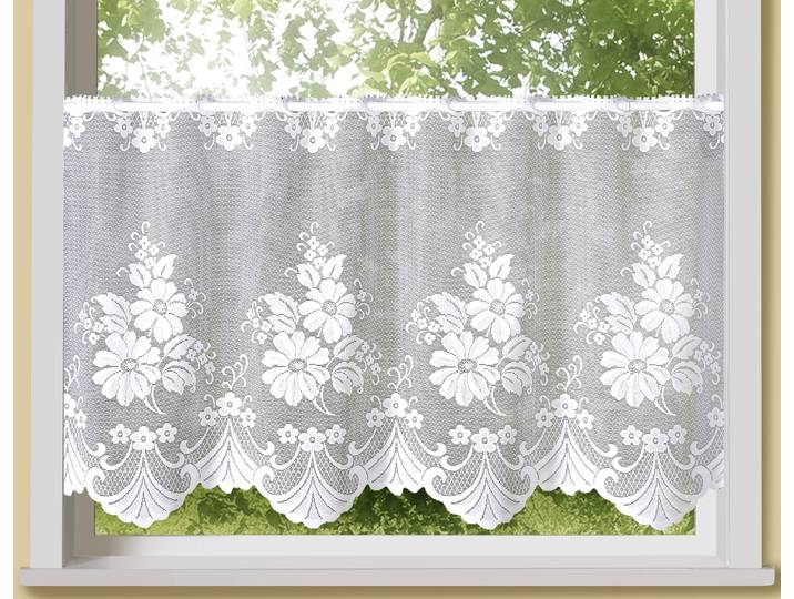 Scheibengardine WECKBRODT Mara , weiss (weiß), B:195cm H:70cm, Polyester, Gardinen, Scheibengardine, Bistro, Gardine, Store, floral