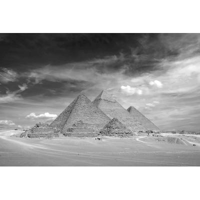 Fototapete PAPERMOON "Pyramiden Schwarz & Weiß", schwarz (schwarz, weiß), B:5m L:2,8m, Vlies, Tapeten