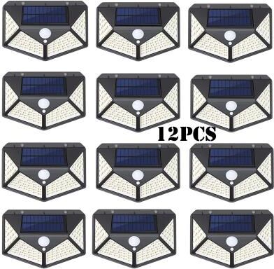 Uplift Picks Solar Motion Sensor Wall Lights With 100 LEDs For Outdoor Security black (12 Pcs)