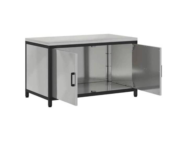 Moderne Meuble de rangement de cuisine SWEETY Argenté Acier galvanisé 90x50x53 cm BB2319