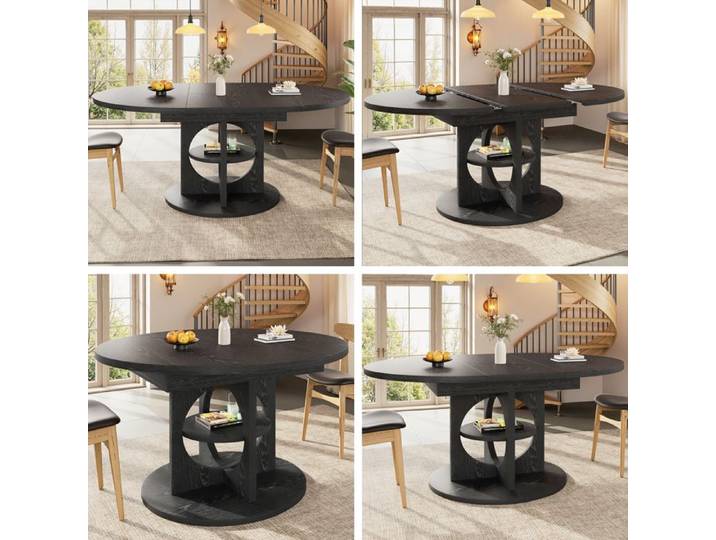 Table cuisine - Table repas familiale - pour coin repas - style moderne - 110 x 110 x 76 cm - Noir