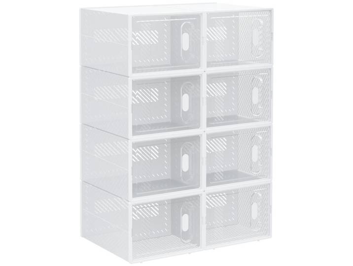 Homcom DIY Schuhbox Aufbewahrungsbox mit 8 Fächern 8er Pack Schuhkartons Transparent, Kunststoff, 25x19x35 cm, Garderobe, Schuhaufbewahrung