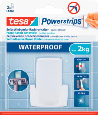 tesa Powerstrips Haken Wave, für Feuchträume, hält Gegenstände bis 2 kg, 1 Stück