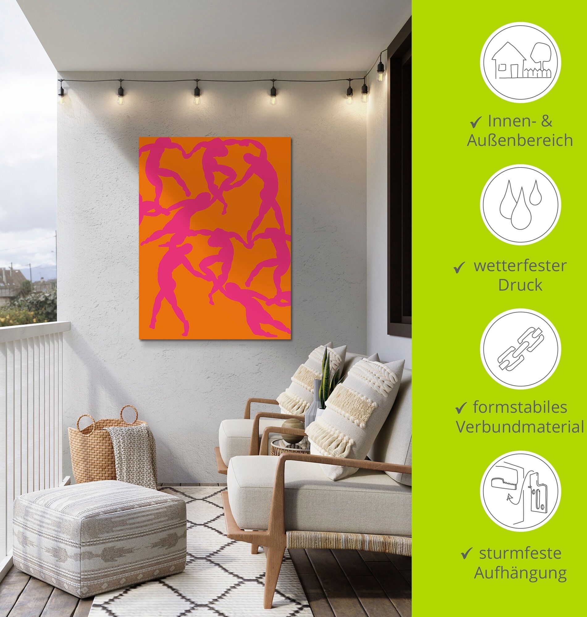 Wandbild ARTLAND "Matisse - Der Tanz in pink-orange", farbe bild(er): pink, B:60cm H:80cm, Alu Dibond, Bilder, Wandbild, als Alubild, Leinwandbild, Poster, Wandaufkleber in verschied. Grössen farbe bild(er): pink B/H/T: 60cm x 80cm, Alu-Dibond-Druck Grupp
