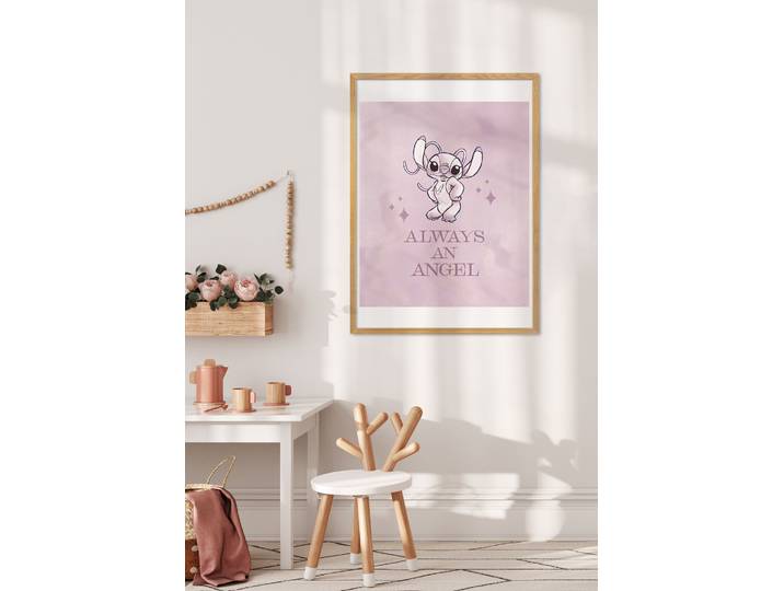 Bild KOMAR Stitch Always an Angel , rosa (farbe bild(er): rosa), B:50cm H:70cm, Massivholz, Papier, Bilder, Bild, Wandbild zur Dekoration im Kinderzimmer - ohne Rahmen