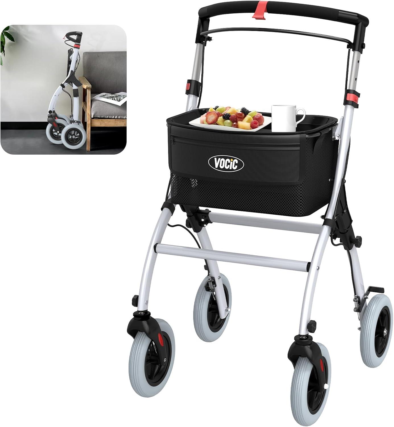 Z32 Rollator Slim für den Innenbereich, faltbar und leicht, stabiler Rollator für zu Hause, mit rutschfesten Reifen, Rollator für Senioren, faltbar