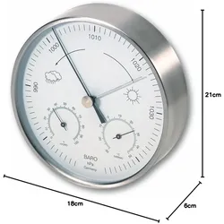 TFA Baro Analoge Wetterstation, Thermometer + Hygrometer, Silber